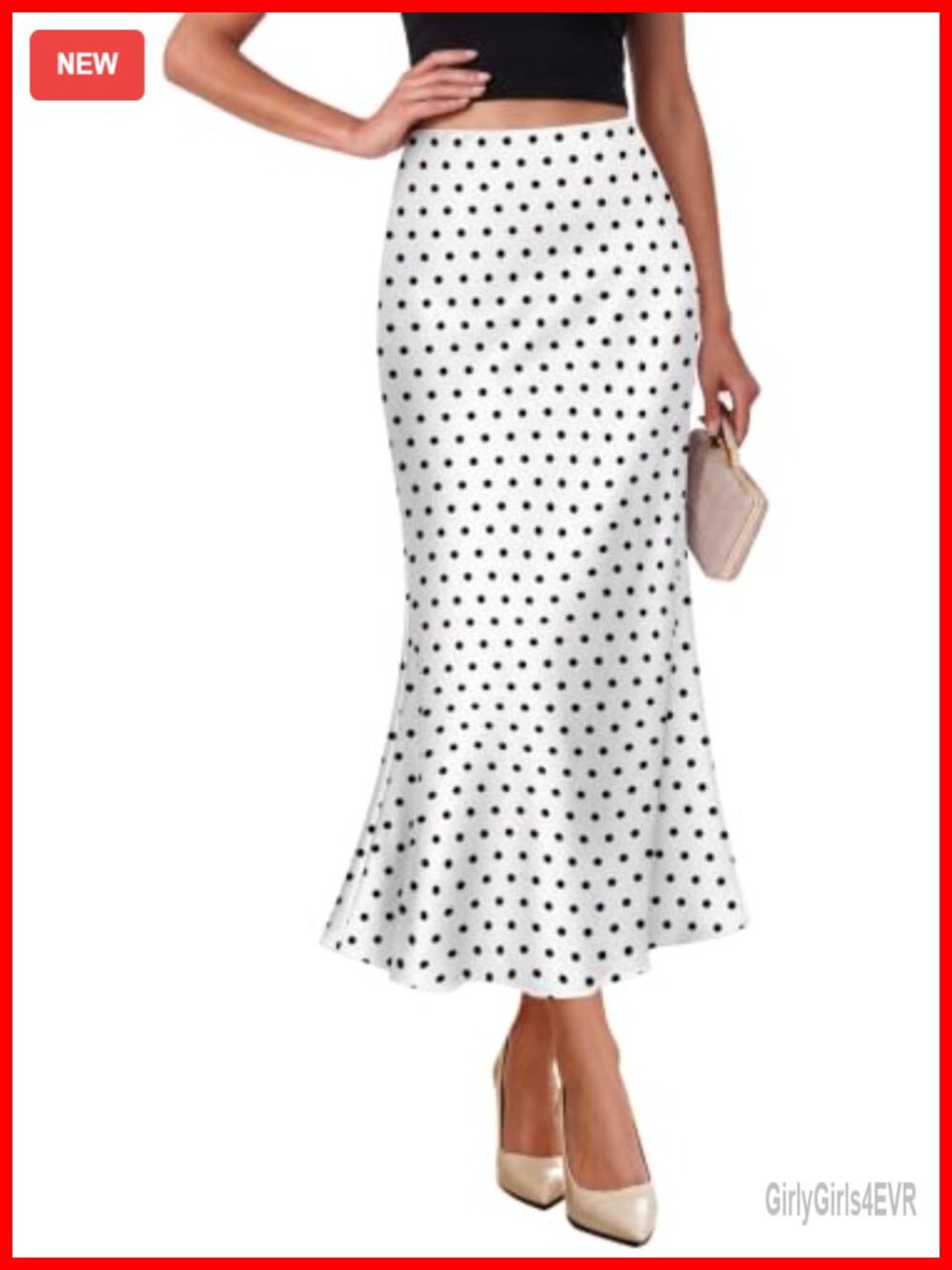 Elegant High Waist Satin Midi Skirt Mermaid Flare Cocktail Party